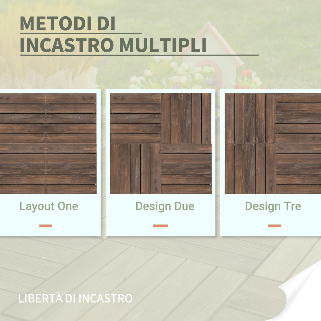 Outdoor Wooden Floor Tiles, 27-Piece Interlocking Set, 30x30x2.5 cm - Borge' Group Limited