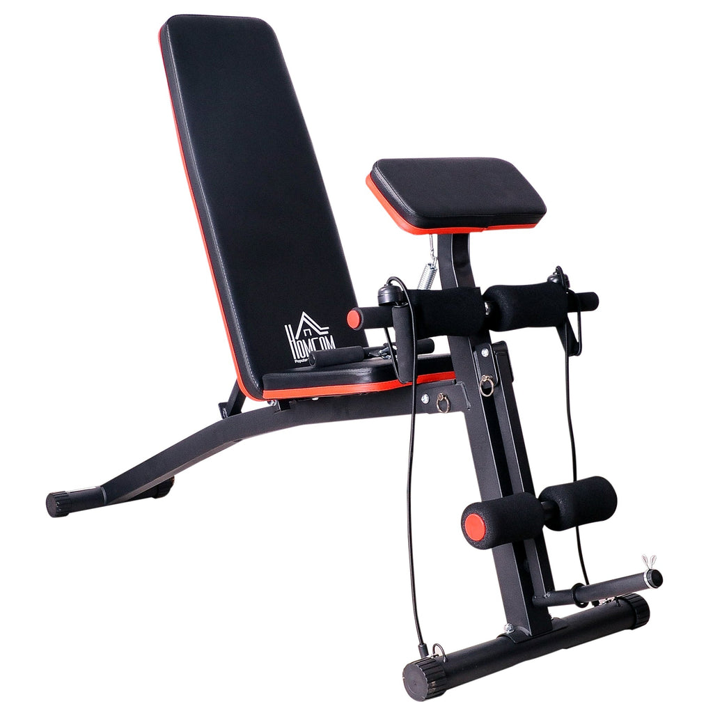 Multifunctional Adjustable Abdominal Bench, Gym Weight Bench for Arm and Leg Training 54x160x106cm, Black and Red - Borge' Group Limited