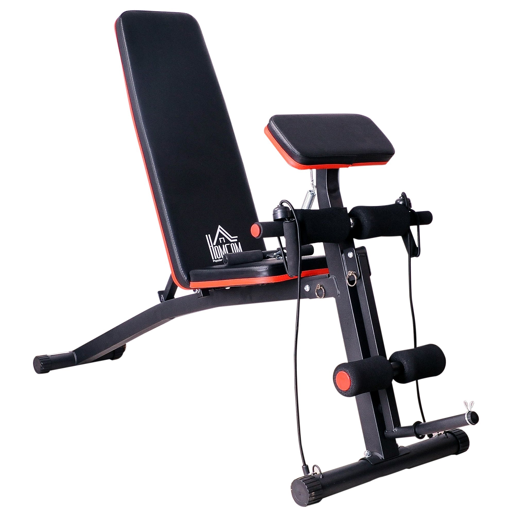 Multifunctional Adjustable Abdominal Bench, Gym Weight Bench for Arm and Leg Training 54x160x106cm, Black and Red - Borge' Group Limited