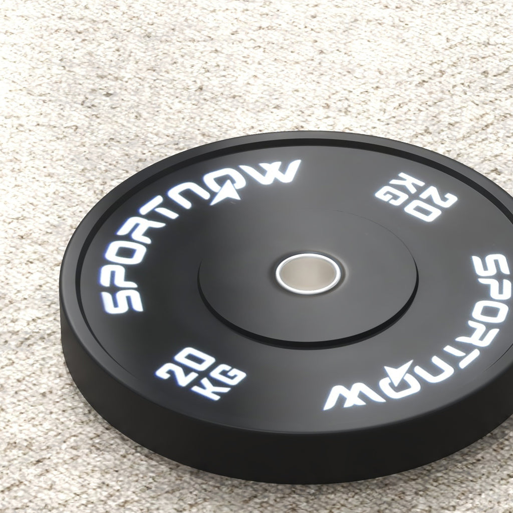 SportNow set of 2 20kg gym discs for barbell and dumbbells with Ã˜5cm, black attack - Borgè