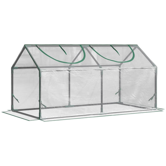 Outsunny mini garden greenhouse with 2 roller shutters and anti-UV PVC coverage, 119x60x60cm, transparent - Borgè