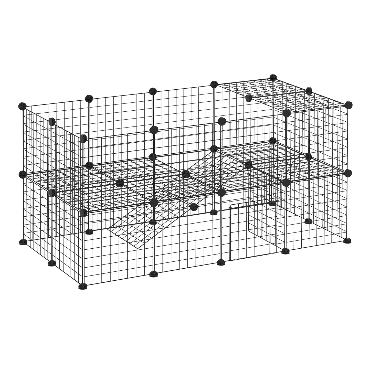 Pawhut metal fence for small pets with 36 metal panels to be mounted according to shape and configuration you prefer and with door - Borgè