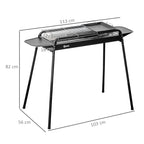 Charcoal Barbecue with Grill and Steel Plate with Side Shelves, 113x59x83.5cm, Black - Borge' Group Limited