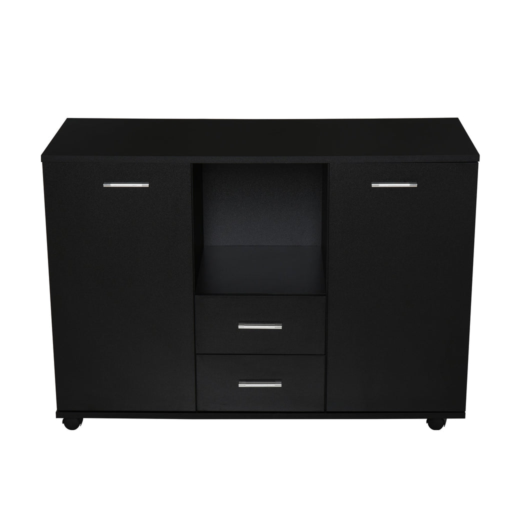 Vadetto bruttle carrier for the office with 360 ° wheels in black wood - Borgè