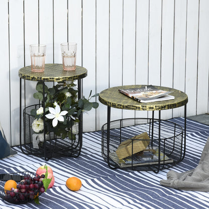 PERLINI | Set of 2 Small Garden Tables with Storage - Borgè