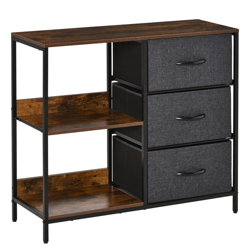 Multiuse chest of drawers with fabric drawers, 80x29x71cm - brown/dark Grey - Borgè