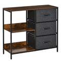 Multiuse chest of drawers with fabric drawers, 80x29x71cm - brown/dark Grey - Borgè