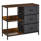 Multiuse chest of drawers with fabric drawers, 80x29x71cm - brown/dark Grey - Borgè