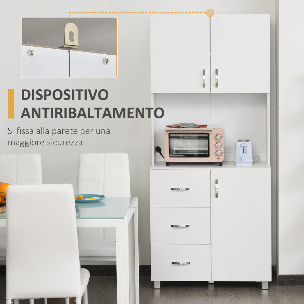 Blazing white wood with 2 lockers 1 open shelf and 3 drawers - Borgè