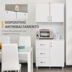 Blazing white wood with 2 lockers 1 open shelf and 3 drawers - Borgè