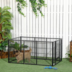 Small Dog Playpen with 6 Panels for Indoor and Outdoor Use, 82.5-150x79x61cm Metal - Borge' Group Limited