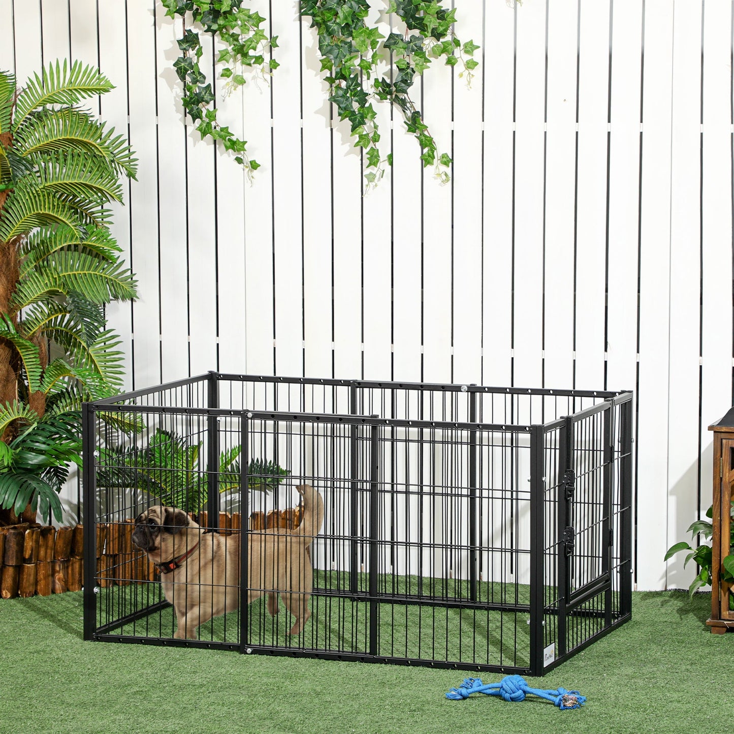 Pawhut Fence for small dogs with 6 outdoor and interior panels, 82.5-150x79x61cm metal - Borgè