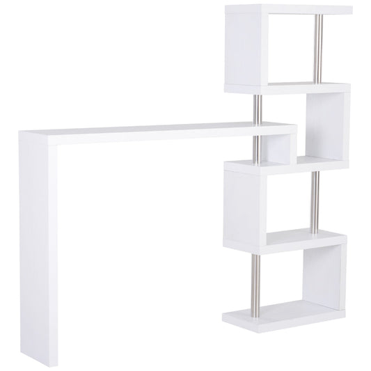 Table Bank with shelves White Wood Bookshop 175 x 30 x 164.5cm - Borgè