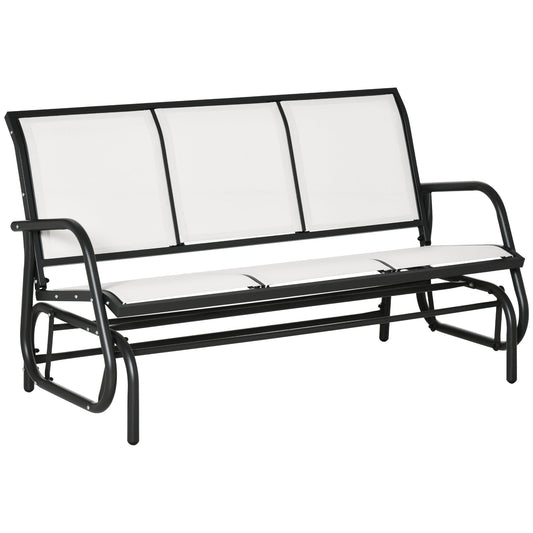 Outsunny rocking bench 3 -seater metal and breathable mesh fabric, 151x75x85cm, beige - Borgè