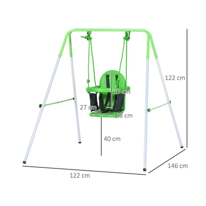 Outsunny swing for children 6-36 months from garden and steel lounge and PE, 122x146x122 cm, green - Borgè