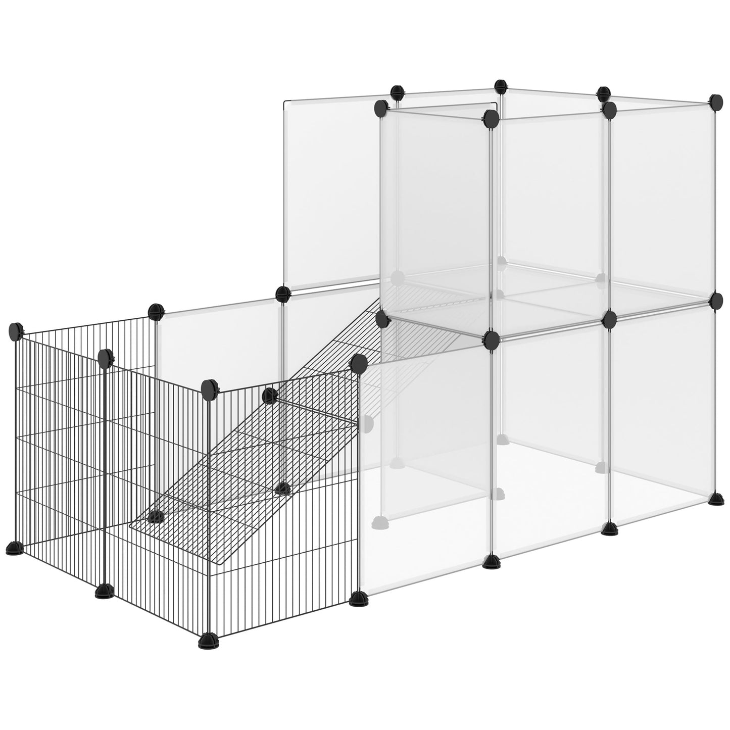 Pawhut Modular Fence for small rabbits and animals, 27 steel panels and resin - black - Borgè