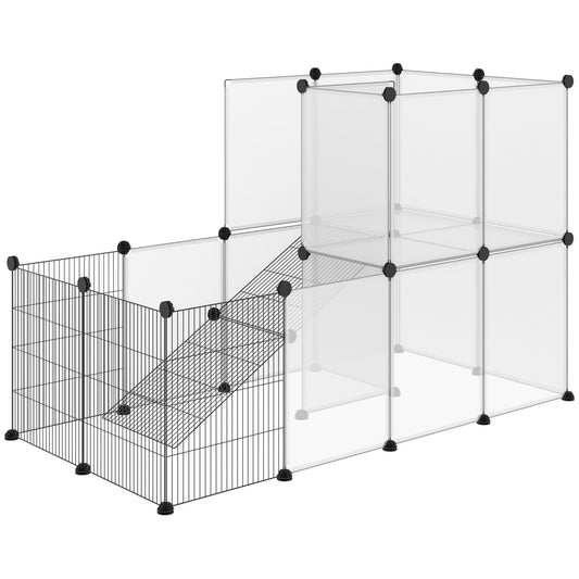 Pawhut Modular Fence for small rabbits and animals, 27 steel panels and resin - black - Borgè