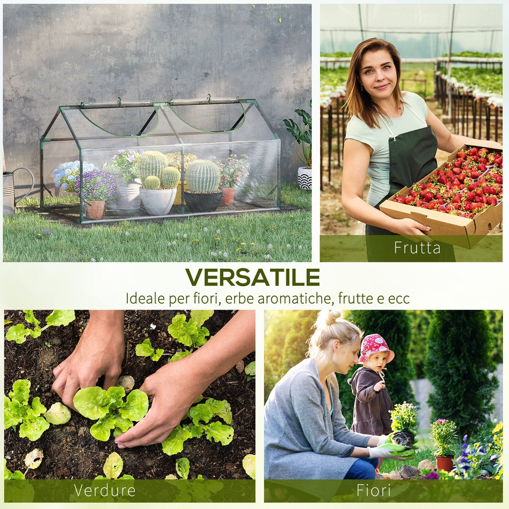 Outsunny mini garden greenhouse with 2 roller shutters and anti-UV PVC coverage, 119x60x60cm, transparent - Borgè