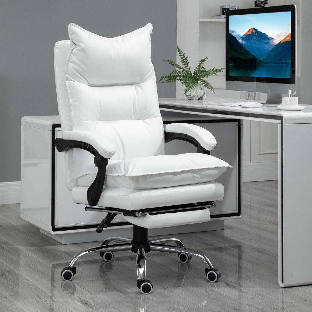 White -like office armchair winner, adjustable height with reclining backrest 155 ° and footrests - Borgè