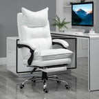 White -like office armchair winner, adjustable height with reclining backrest 155 ° and footrests - Borgè