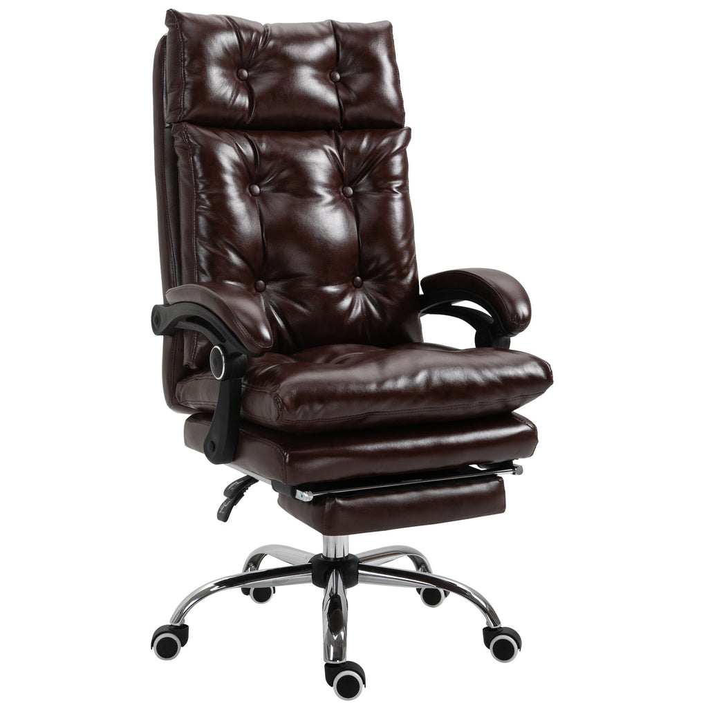 Ergonomic Presidential Faux Leather Office Chair, Swivel Office Chair with Adjustable Height, 135° Reclining and Pull-Out Footrest for Study and Desk, Brown - Borgè