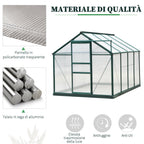 Anti-UV Polycarbonate Garden Greenhouse with Window and Sliding Door, 190x252x201cm - Borge' Group Limited