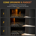 Metal Bioethanol Fireplace with 3h Combustion with 1.2L Tank and Cover | 25mÂ², 41x25x54 cm, Nero - Borgè