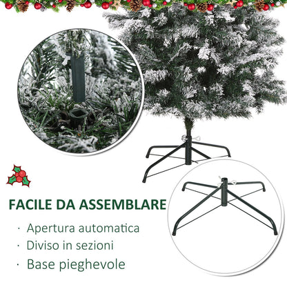 Christmas Tree | Artificial Christmas Tree 210 cm with 631 Realistic Plastic Branches, Snowy Christmas Tree with Foldable Metal Base, Christmas Decorations, Green - Borgè