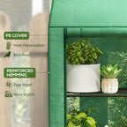Outsunny garden greenhouse with pear coverage, 6 shelves and 2 roller shown doors, 143x46x151cm, green - Borgè