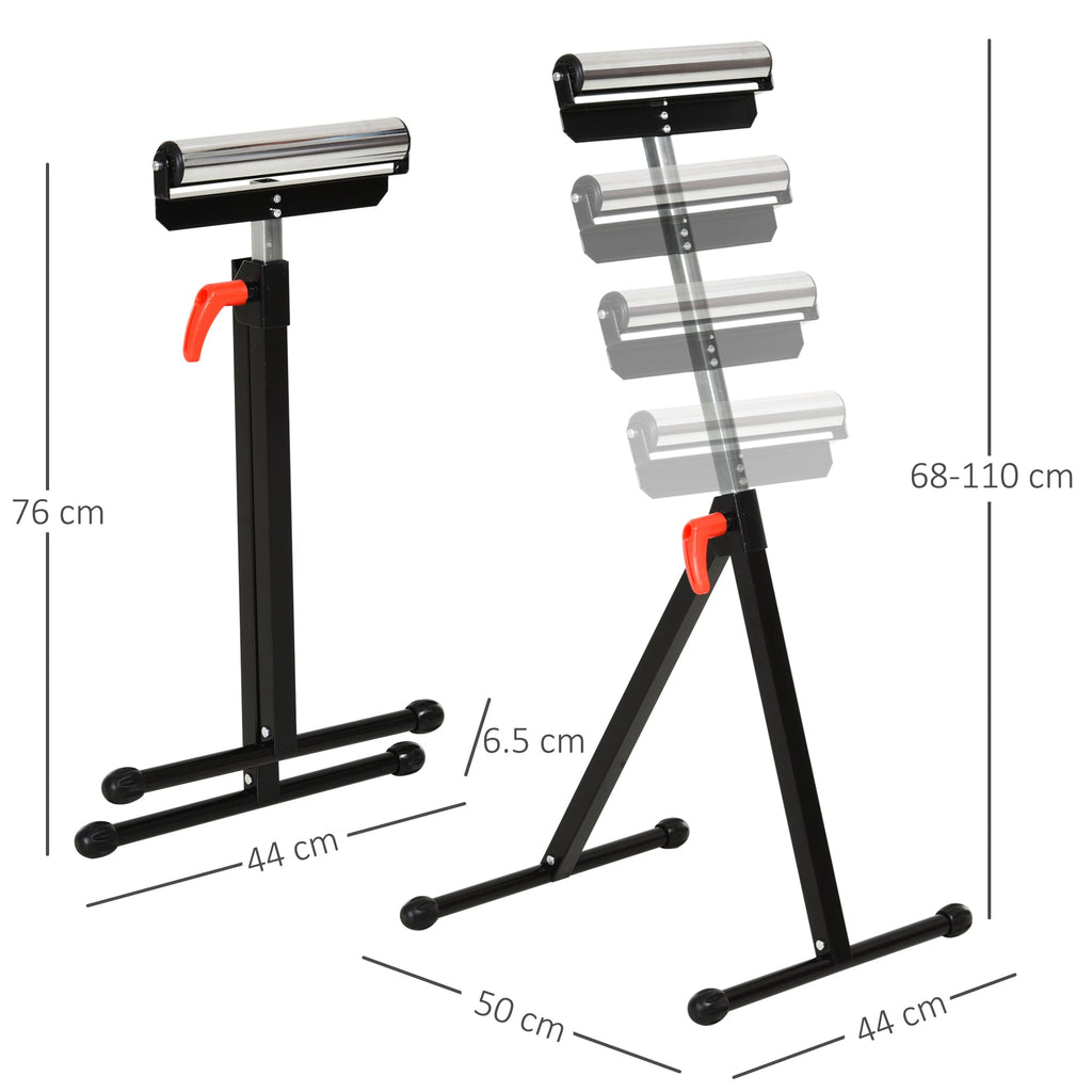 Homcom roller stand at adjustable metal height, folding design and space-saving, 44x50x68-110 cm - Borgè