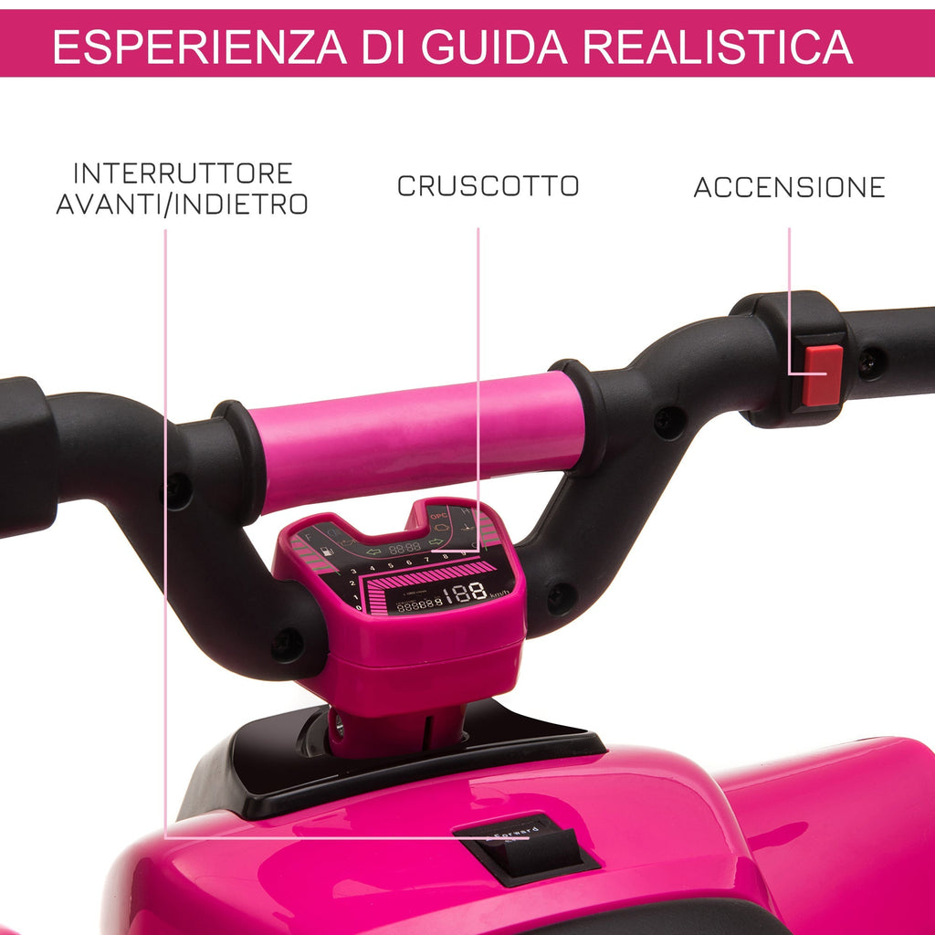 quad for electric children with 6V rechargeable battery, speed 2.8-4.6km/h, age 18-36 months, 72x40x45.5cm, pink - Borgè