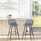 Set 2 stools from bar stuffed chairs Nordic style Grey velvet - Borgè