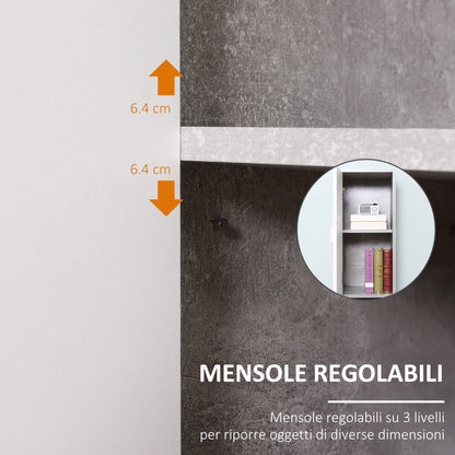 Kleankin Bathroom column with 2 lockers and 2 open in concrete effect wooden rooms, 30x30x180cm - Borgè