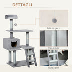 Grey Cat Tree for cats with Scratch Pole - Borge' Group Limited