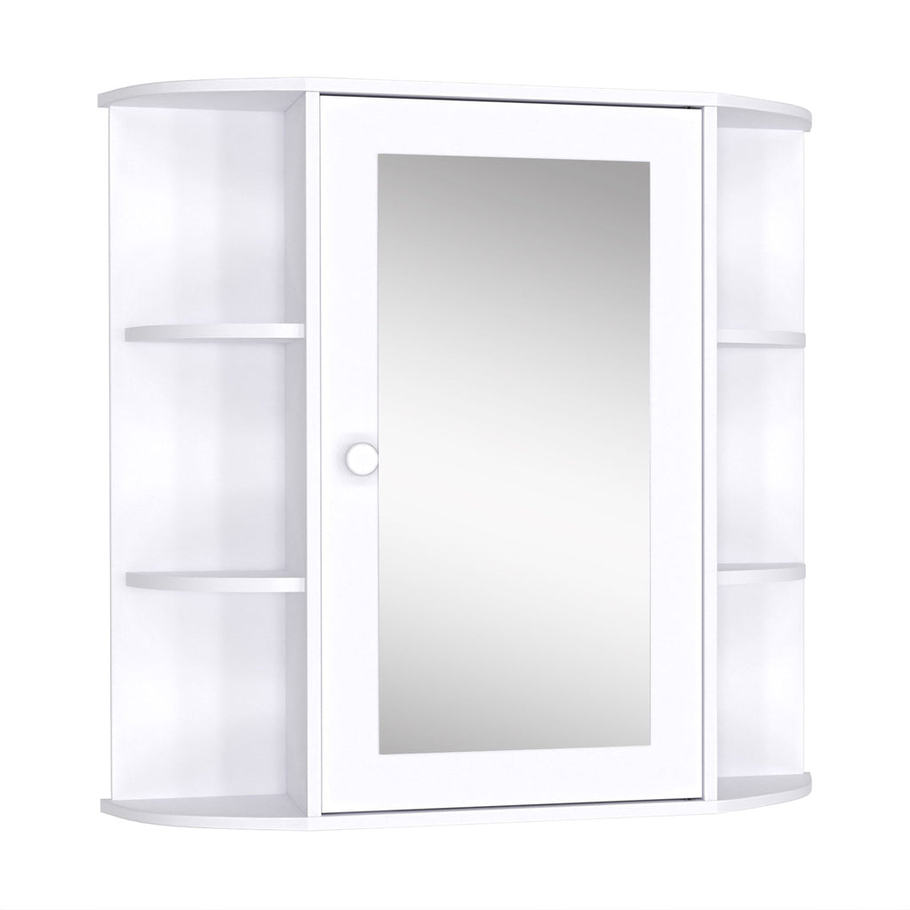 Wall cabinet with mirror and shelves for white wooden bathroom 66 x 17 x 63 cm - Borgè