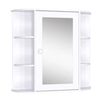 Wall cabinet with mirror and shelves for white wooden bathroom 66 x 17 x 63 cm - Borgè