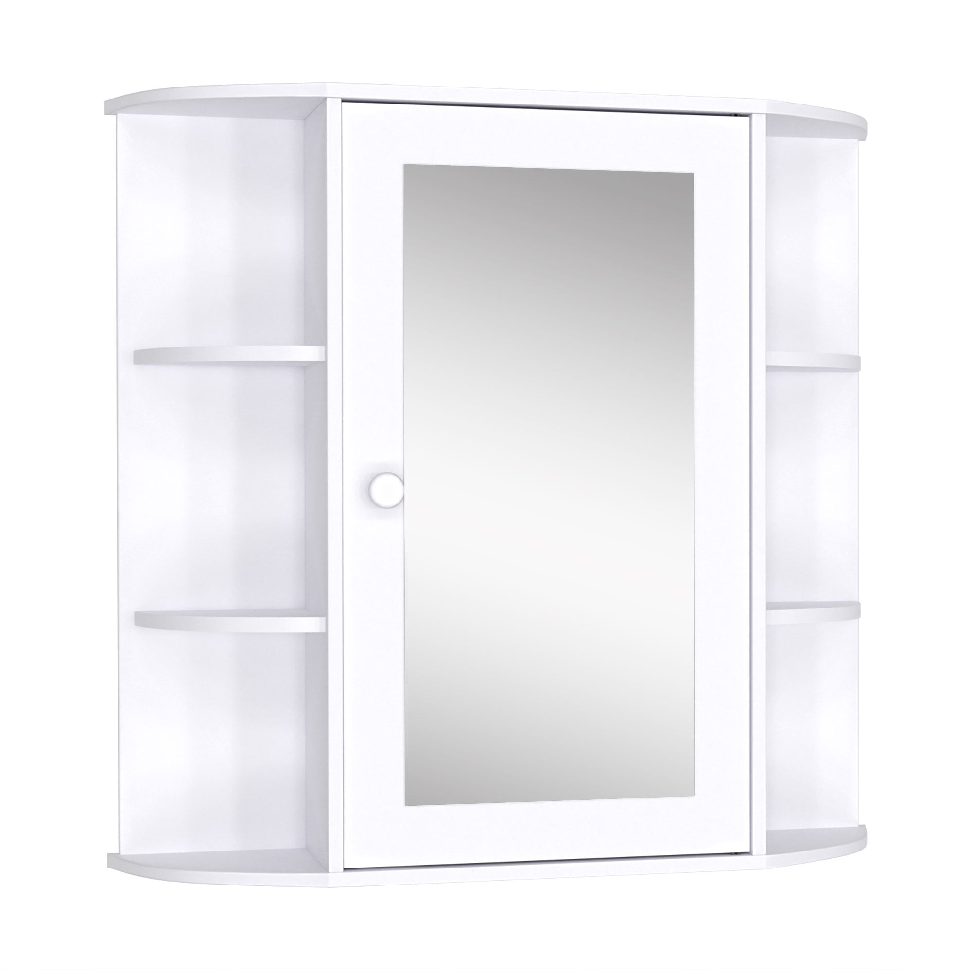 Wall cabinet with mirror and shelves for white wooden bathroom 66 x 17 x 63 cm - Borgè