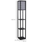 Modern Land Lamp with 3 Levels Black Library 26 x 26 x 160 cm - Borgè