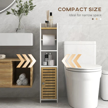 White Bathroom Cabinet with shelves and lower cabinet | 18x20x90 cm - Borgè