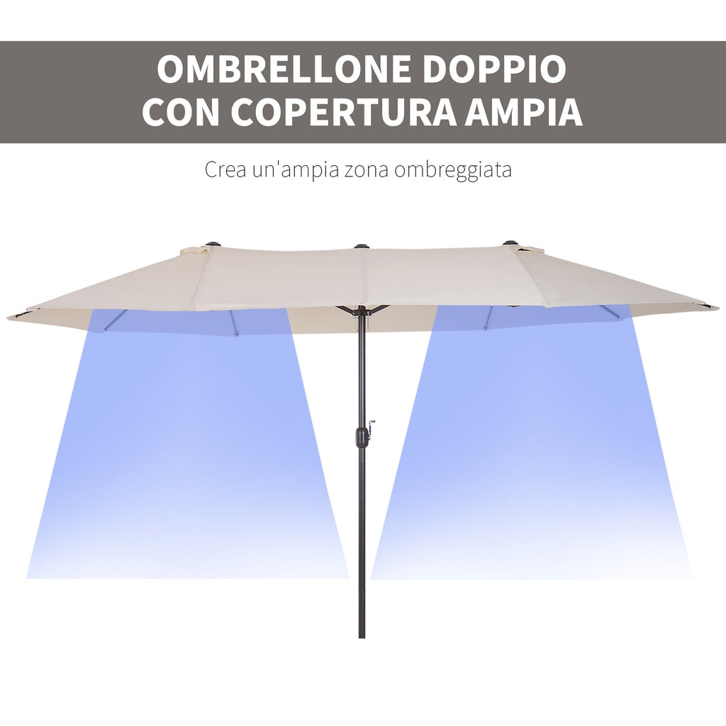Beige Umbrella Garden Parasol and Double exterior fabric and polyester, 4.55 x 2.4m - Borge' Group Limited