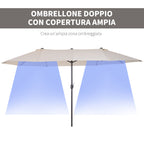 Beige Umbrella Garden Parasol and Double exterior fabric and polyester, 4.55 x 2.4m - Borge' Group Limited