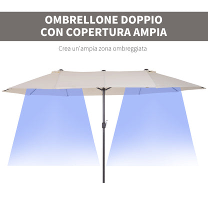 Beige Umbrella Garden Parasol and Double exterior fabric and polyester, 4.55 x 2.4m - Borgè