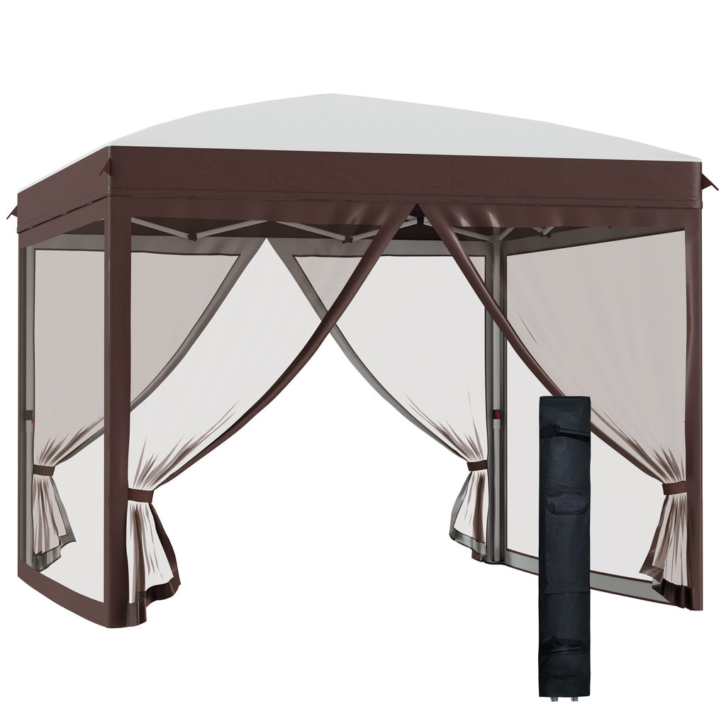 3x3m Garden Gazebo with Mosquito Net and Carry Bag with Wheels, Cream - Borge' Group Limited