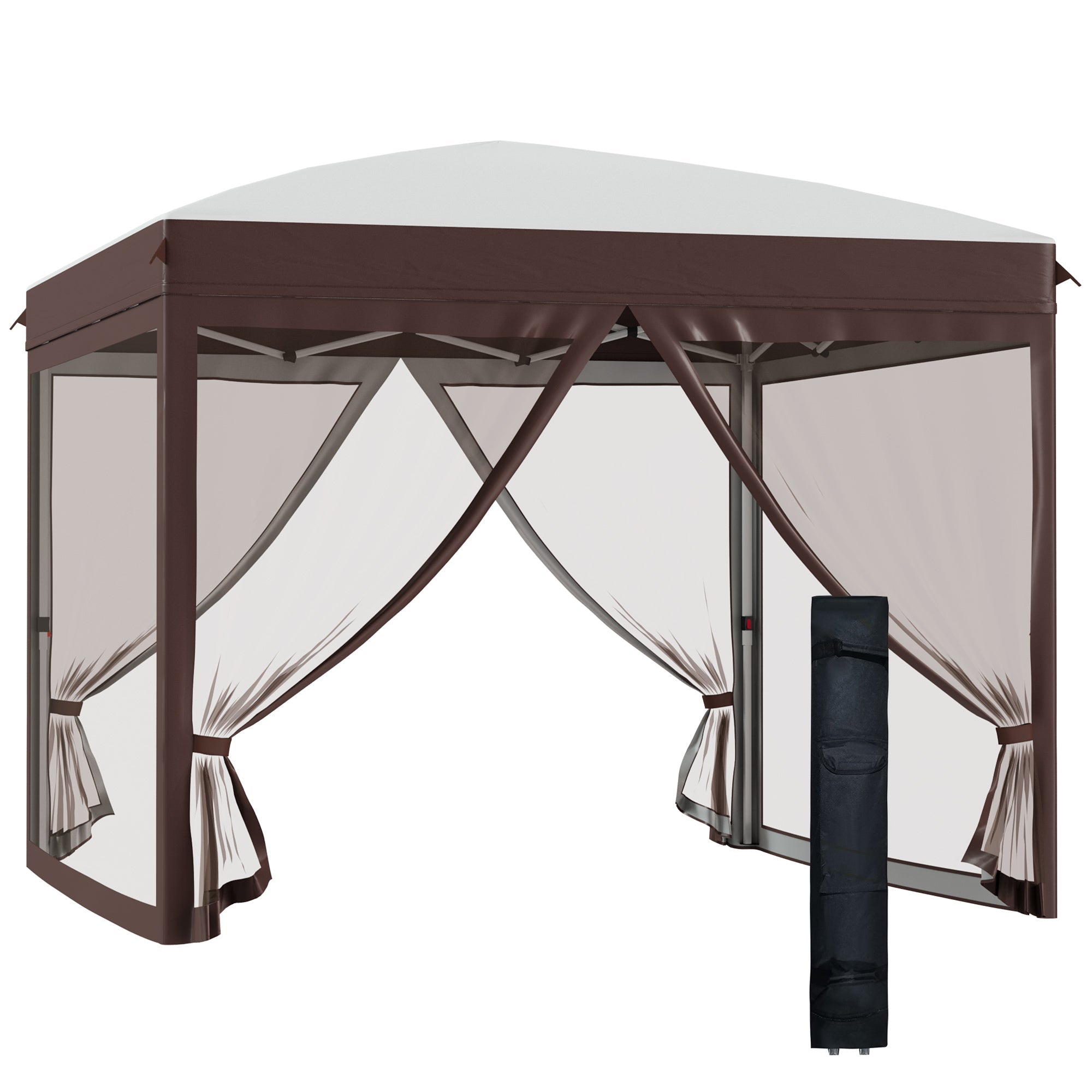 3x3m Garden Gazebo with Mosquito Net and Carry Bag with Wheels, Cream - Borge' Group Limited
