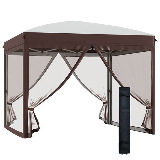 Outsunny garden gazebo with mosquito net and transport bag with wheels, 300x300x270 cm, cream color - Borgè