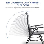 Outsunny Garden Chair Zero Garden Folding Gravity and reclining at 9 levels with lumbar cushion, gray - Borgè