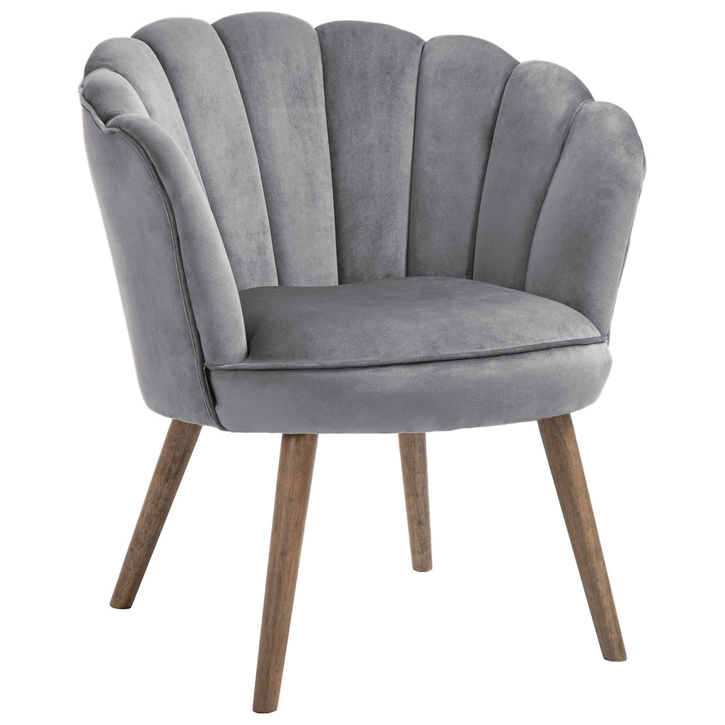 GREYISH | Shell Armchair in Grey Velvet | 66x72x79cm - Borgè