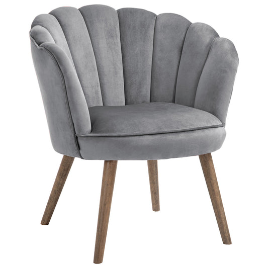 GREYISH | Shell Armchair in Grey Velvet  | 66x72x79cm