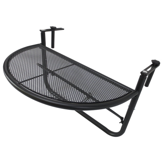 Outsunny table to hang on the balcony railing, adjustable in height, iron, black, 60x45x50 cm - Borgè