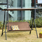 LOUISIANA | 3 Seater Garden Swing Terrace with Adjustable Canopy in Metal and Texteline 172x110x155cm Brown - Borge' Group Limited
